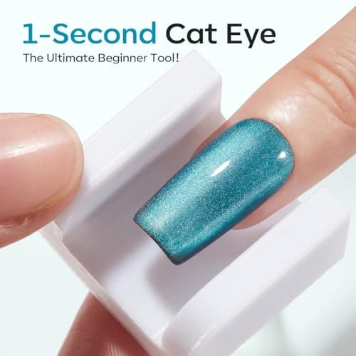 Modelones 5D Automatic Cat Eye Magnet for Nails, 5Pcs Circle Nail Magnet Tool for Cat Eye Gel Polish, 360 Rotating Cat Eye Magnet Tool, U-Shaped&Ball Magnet&Hole&Heart Magnets for Glass Bead Nail Art view 3