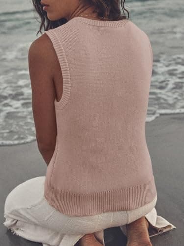 Saodimallsu Women's Ribbed Knit Sweater Vest view 5