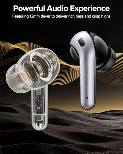 TAGRY Bluetooth Headphones True Wireless Earbuds 60H Playback LED Power Display Earphones with Wireless Charging Case IPX5 Waterproof in-Ear Ear buds with Mic for TV Smart Phone Laptop Computer Sports view 4