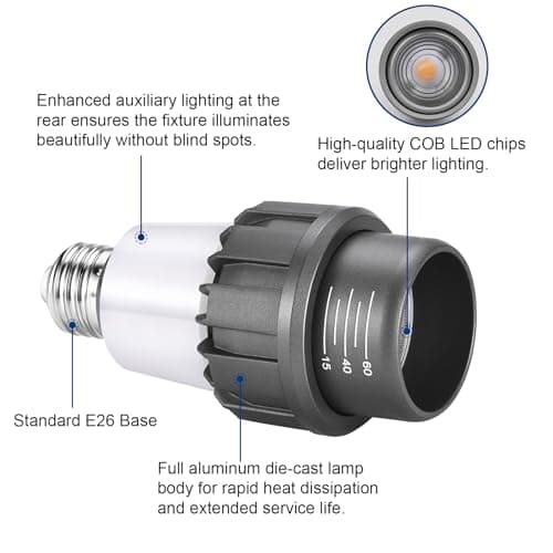 HengBo LED PAR20 Spotlight Bulb, E26, 15-60° Adjustable Beam Angle, 11W 4000K Neutral White for Accent Lighting in Home, Kitchen, Restaurant, Silver Aluminum Housing view 7