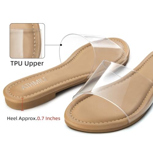 ATHMILE Sandals for Women 2026 One Band Womens Sandals Dressy Open Toe Flats Summer Slides for Casual Party Cute Beach view 5