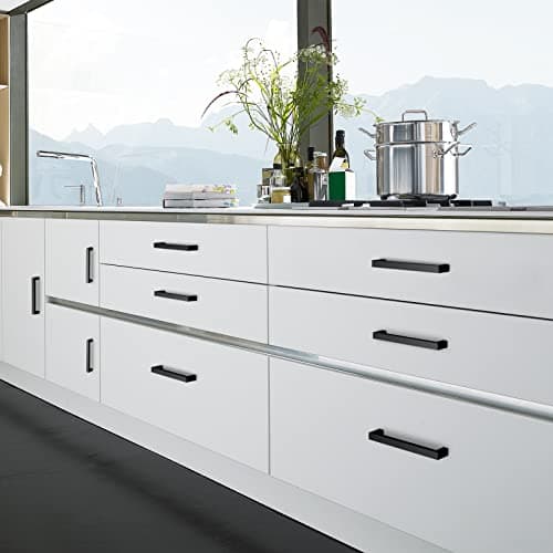 NISUOIEN Matte Black 5 Inch Cabinet Handles, 30 Pack Cabinet Pulls | Included Screws, Easy to Install, Stainless Steel, Square Cabinet Handles view 3
