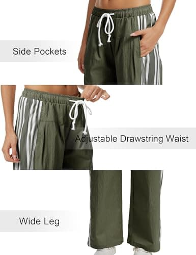 DAOAO Side Striped Pant Cotton Pants for Women Casual Y2K Palazzo Wide Leg Track Pants Drawstring view 7
