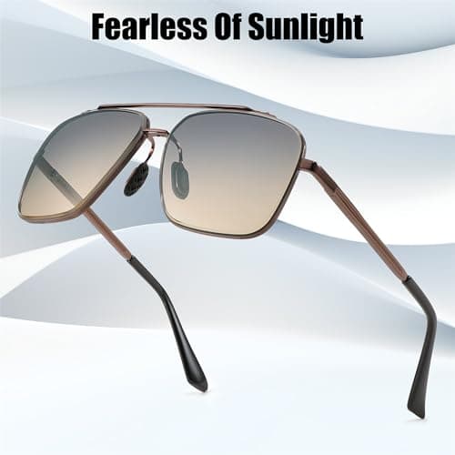 FEISEDY Women's and Men's Fashion Oversize Square Metal Gradiant Pilot Sunglasses B4145 view 3
