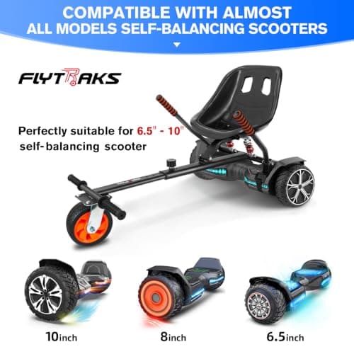 Flytraks K2 Self-Balancing Scooter Go Kart with Rear Shock Absorption, Balancing Scooter Seat Attachment for 6.5" 8" 10" Tires, Adjustable Length & Off-Road Wheel（ (Not Including Balancing Scooter) view 2