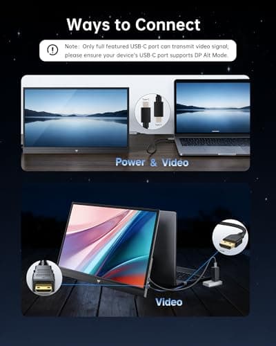 KTC Portable Monitor 15.6 Inch, FHD 1080P Travel Laptop Monitor Extender with USB-C HDMI, Ultra-Slim IPS HDR Display with Speakers, Second Monitor Screen for Laptop Phone Xbox Mac Switch, Black H15F9 view 6