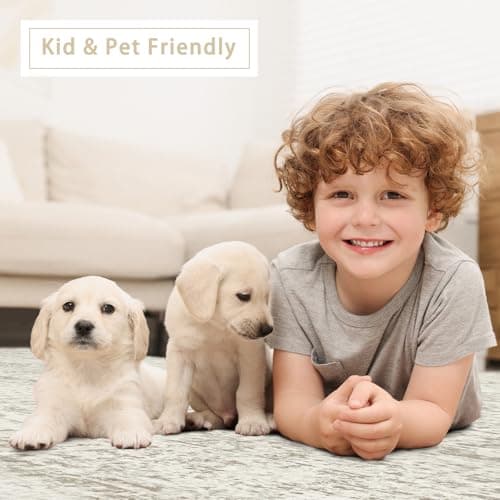 Srugn Washable Rugs 9x12 Area Rugs for Living Room,Rugs for Bedroom, Large Carpets,Ultra Soft Faux Wool Retro Dining Room Rug,Non Slip&Non-Shedding Low Pile Vintage Print Rug Indoor for Home Office view 6