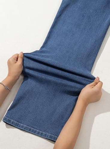 Dokotoo Women‘s High Waisted Wide Leg Jeans Strechy Raw Hem Denim Pants view 4