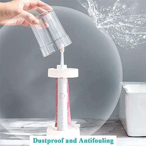 2 Pack Toothbrush Holder with Cover/Cup, Adujustable Height Electric Toothbrush Holders with 2 Slots, Compatible with Toothpaste, Conventional or Electric Toothbrush Holder for Bathrooms view 4