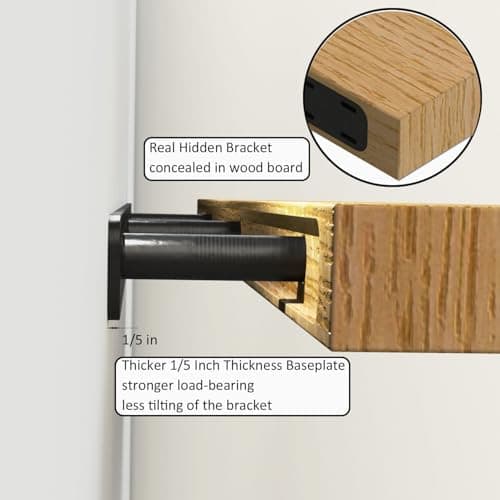 2Pcs Heavy Duty Floating Shelf Bracket, Invisible Hidden Floating Shelf Hardware, Wall Mounting Brackets for Shelves（34" x 8" x 1.5" with Tools & Jig） view 5