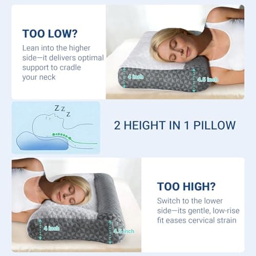 Cervical Neck Pillow for Sleeping - Ergonomic Side Sleeper Pillows for Pain Relief, Contour Cervical Pillow for Neck Support, Orthopedic Memory Foam Pillows for Side Back Stomach Sleepers (26″x15″) view 5