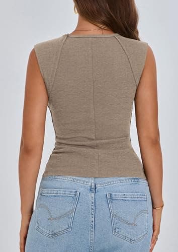 PRETTYGARDEN Women's Ribbed Tank Tops 2026 Summer Cap Sleeve Slim Fitted Knit Basic Casual Tee Shirts Trendy Fashion Clothes view 2