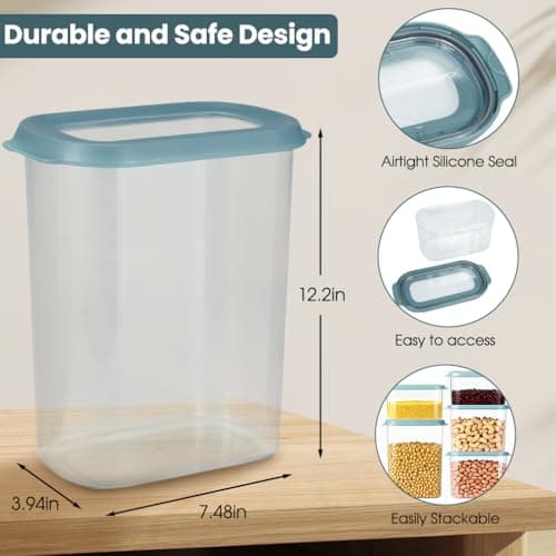 OMIO 5-Piece Airtight Food Storage Containers Set | BPA-Free Plastic Canisters with Easy Snap Lids for Dry Food, Pantry, Kitchen | Organize Cereal, Grains, Snacks, Flour, Sugar view 3