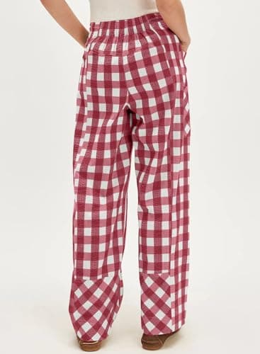 Acelitt Women Checkered Pants with Pockets, S-XXL view 2