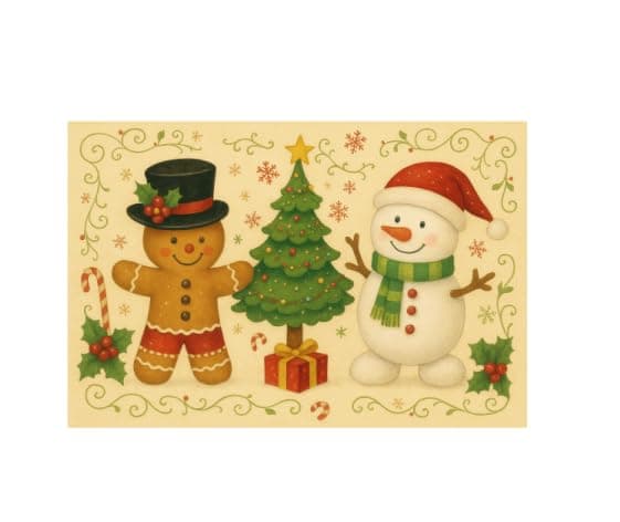Carastora Christmas Snowman and Gingerbread Man Pattern Decorative Doormat/Anti-Fatigue Mat, 20 x 31in. Suitable for Indoor and Outdoor Porch Decoration, Housewarming Gifts, and Holiday Presents. view 1