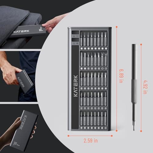 KATERK 80-in-1 Mini Screwdriver Set - Precision Small Magnetic Screwdriver Set Repair Tool Kit for Phone, Computer, Watch, Laptop, Macbook, Ring Doorbell, Eyeglass, Electronic, Screw Driver view 2