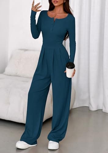 PRETTYGARDEN Jumpsuits for Women Dressy Casual 2026 Fall One Piece Outfits Long Sleeve Wide Leg Pants Romper Fashion Clothing view 2