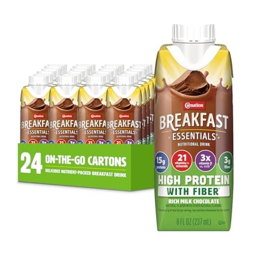 Carnation Breakfast Essentials High Protein with Fiber Ready-to-Drink, 8 FL OZ Carton, Rich Milk Chocolate (Pack of 24) — image 1