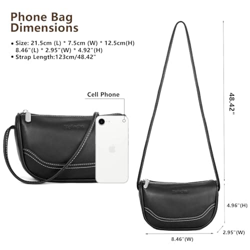 Genuine Leather Mini Crescent Bag for Women, Small Crossbody Hobo Purse for Evening Out & Shopping, Lightweight and Compact view 4