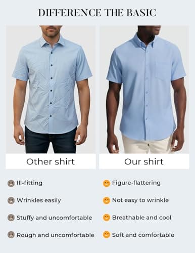 PJ PAUL JONES Mens Dress Shirt Casual Untucked Shirts Short Sleeve Button Down Shirt with Pocket view 5