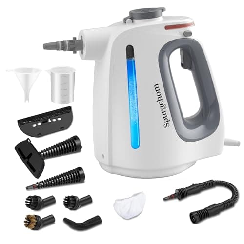 Spurgehom Handheld Multi-Surface Steam Cleaner with 11-Pc Accessories & Safety Lock – Dirty-Free, 550ML Large Capacity Steamer for Floors, Upholstery, Cars, and Home Use