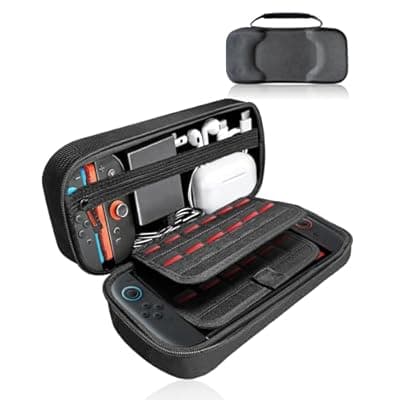 Large Capacity Carrying Case for Nintendo Switch 2 (2025), Tall Design Fits Original Adapter, Protective Portable Hard Shell Pouch Travel Bag w/Storage Pocket for Up to 24 Game Cards, Accessories
