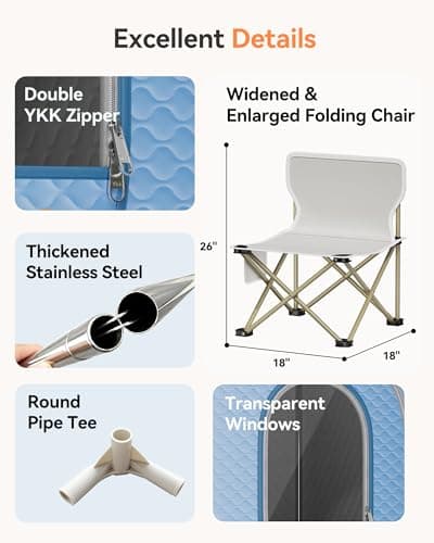 noerishia Portable Sauna for Home with 3L 1200W Steamer, Big Folding Chair, 99 Mins Timer, 9 Levels, Pernoanl Steam Sauna Tent Dual YKK Zippers for Home Spa Detoxification, 32' x32' x 71', Light Blue view 2