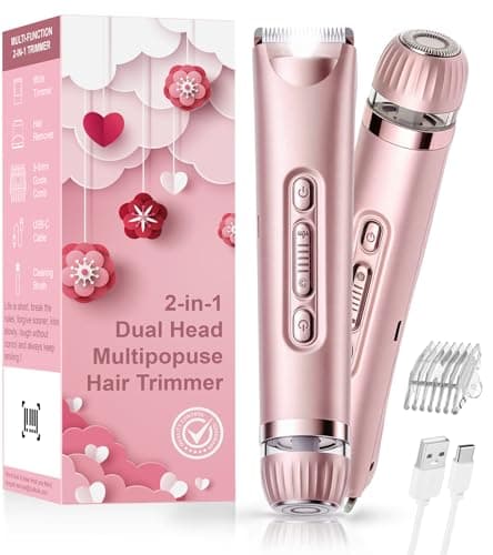 VEGITERIA Bikini Trimmer for Women with LED Light, Dual Head Electric Razors for Women, Painless Electric Shaver for Bikini, Face, Legs & Sensitive Skin,Waterproof Hair Removal Tool — image 1