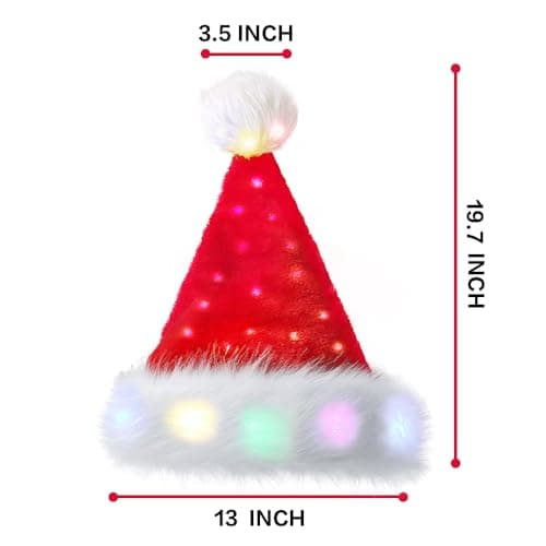 Santa Hats Adults & Kids, 2-pack LED Christmas Hats with Lights view 2
