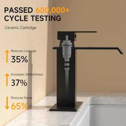 Bathroom Faucet, Matte Black Bathroom Faucet 3-or-1 Hole, Single Handle Brushed Bathroom Sink Faucet, Stainless Steel, Lead-Free, Pop Up Drain, Deck Plate, Supply Lines, Easy Install for RV&Outdoor view 6