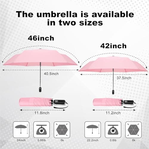 Lejorain Mini Umbrella for Travel Automatic - Folding Compact Flat Umbrella Lightweight Strong Portable Umbrellas for Rain Adults view 3