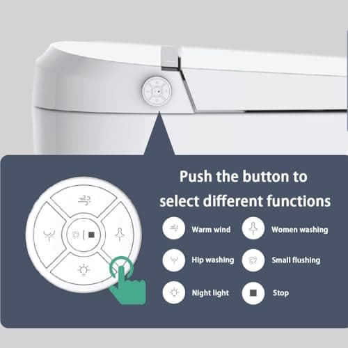 EIYHOME Smart Toilet,One Piece Toilet with Auto Open Close, Auto Flush, Foot Sensor Operation, Heated Seat，Warm Water & Dryer，Night Light，LED Display,White Remote Control view 3