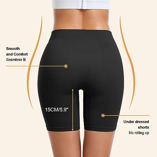 FRESBEIT 3 Pack Slip Shorts for Women Under Dress Comfortable Smooth Boyshorts Panties Biker Shorts view 3