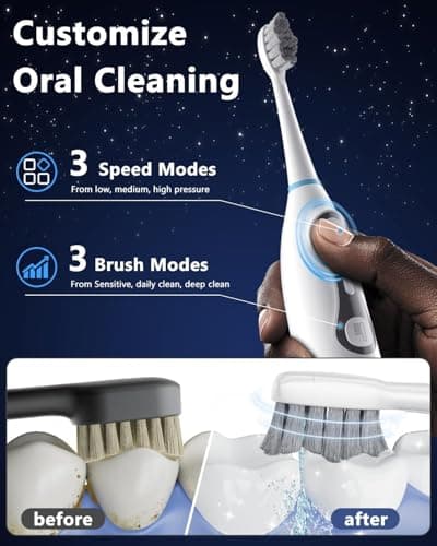 3-in-1 Electric Toothbrush with Water Flosser-Industry 1st(Fan-Shaped Jet), 2026 Upgraded Flossing Toothbrush with 3 Mode, 3 Speeds, 30 Day Battery for Plaque Removal,Sensitivity & Braces (White) view 4