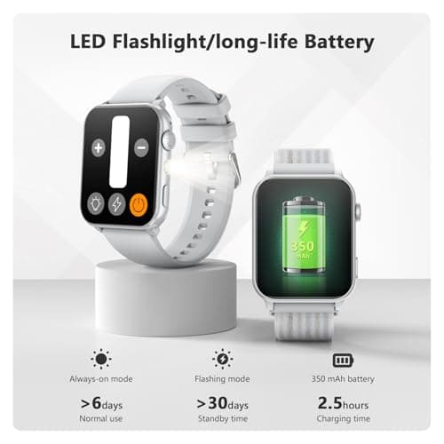 Blackview Smart Watch for Men Women,1.91" HD Touchscreen Fitness Watch with Flashlight, Bluetooth Notifications/Make Calls, Heart Rate/Sleep Monitor/2 Straps, Fitness Watch for Android/iPhone view 3