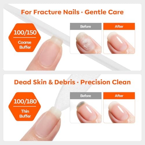 Modelones Cuticle Remover Kit Glass Nail Files, 3 PCS Crystal Glass Nail Files with 180/240 Grit, Double-Sided Reusable Sandblasted Fingernail Buffers Nail Shaper & Smoother for Home Manicure view 2