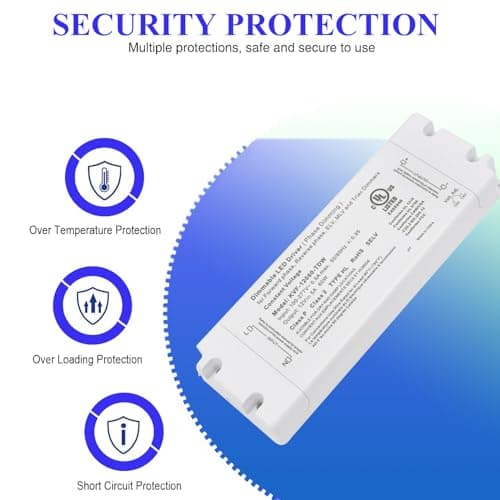 LED Driver 60W Triac Dimmable, Power Supply 100-277V AC to 12V DC, Low Voltage Transformer for Strip Lights, Compatible with Most Lutron & Leviton dimmers, UL Class 2/P Listed view 3