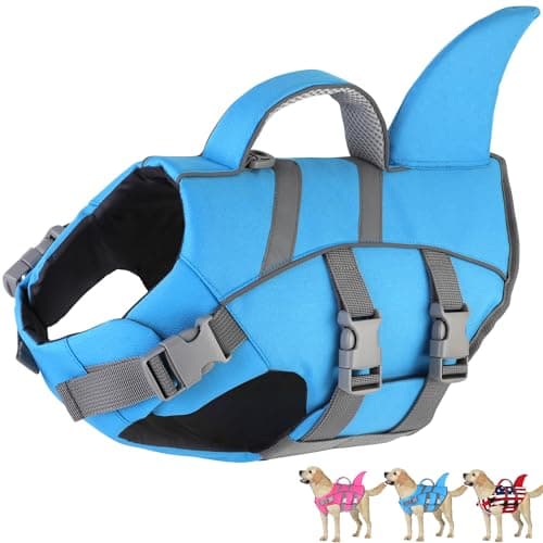 Dogcheer Dog Harness-Style Life Jacket Shark, Reflective Dog Life Vest for Swimming Boating, Adjustable Puppy Swim Vest, Pet Floating Device for Small Medium Large Dogs - Blue, L — image 1