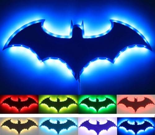Bat Night Light Superhero LED Signal Cool Lamp with 16 Colors Remote Control Wall Sconce Acrylic Engraved Neon Sign Light Room Wall Decor for Bedroom Party Birthday Xmas Gifts (Black Bat) — image 1
