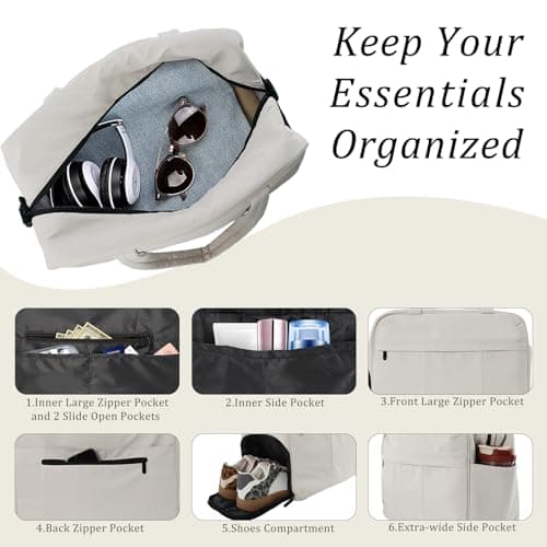 U+U Gym Bag for Women, Duffle Bag with Shoe Compartment Travel Carry on Weekender Bag, Personal Item Travel Bag for Overnight, Water Resistant view 3