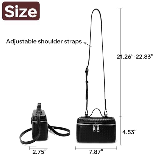 Kiss Sea Women's Top-Handle Handbags Woven Crossbody Bag Leather Shoulder Bag with Adjustable Strap for Daily Use view 2