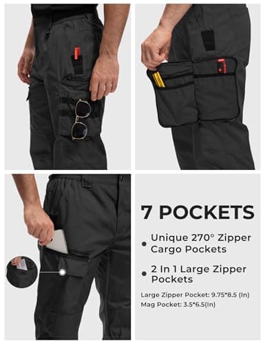 MOURCE Tactical Pants for Men Water Resistant Quick Dry BDU Cargo Pants with 7 Large Pockets Breathable Ripstop Work Hiking view 4
