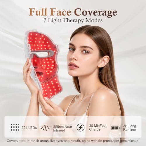 Red Light Therapy Mask for Face, 850nm NIR Treats Acne & Wrinkles view 3