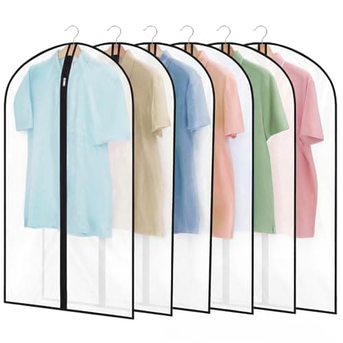 6 Pack Garment Bags 60 * 100cm, 40in PEVA Translucent Garment Covers, Suit Storage Bags, Dress Organizer Bags Used To Protect Shirts, Winter Coats, Jackets view 1