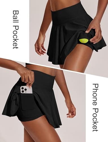 PINSPARK Womens Tennis Skirt Pleated Athletic Skirts with Pockets Shorts High Waisted Golf Skort for Workout Pickleball view 4