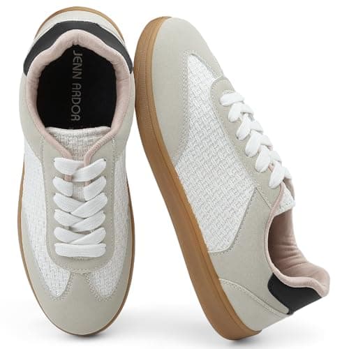 JENN ARDOR Low Top Sneakers for Women Lace-up Fashion Tennis Shoes Casual Slip On Sneaker Padded Non Slip Footwear for Work, Walking, Everyday Wear — image 1