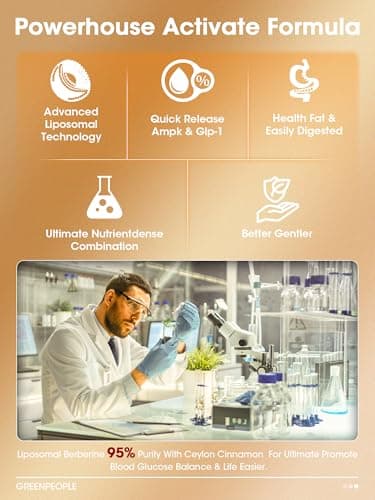 GREENPEOPLE Liposomal Berberine HCL1300mg - Berberine Supplement with Ceylon Cinnamon Activates AMPK - High Absorption Formula Healthy Weight Support – Non-GMO/Vegan – 60-Day view 2