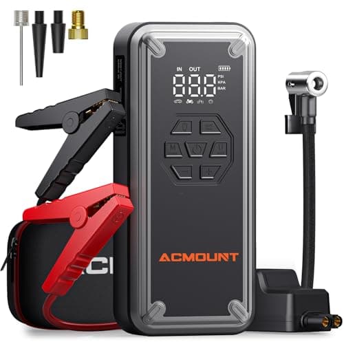 ACMOUNT W160 5000A Jump Starter with Air Compressor 150PSI, 12V Jump Box | Car Jumper Starter Portable(9L Gas/8L Diesel) with Jump Cables, Tire Inflator, 3 LED Light Modes, Power Bank, Car Essentials — image 1