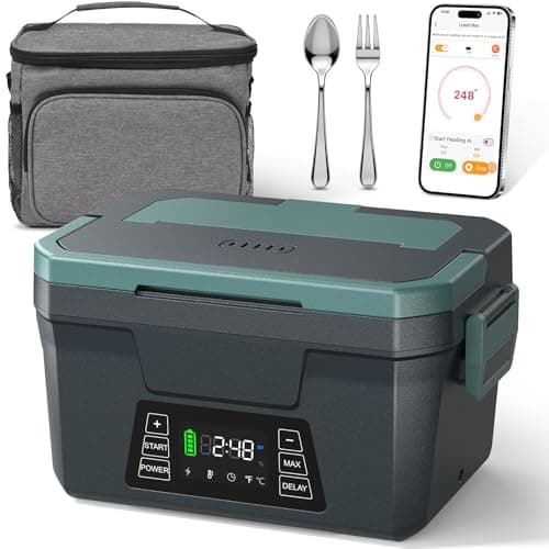 Cordless Electric Lunch Box for Adults, APP Control Heated Lunch Box for Men, 18000mAh Battery Powered Portable Food Warmer, Auto Heating 5-side Rechargeable w/ Timer, 248°F Max for Work/Outdoor/Gift — image 1