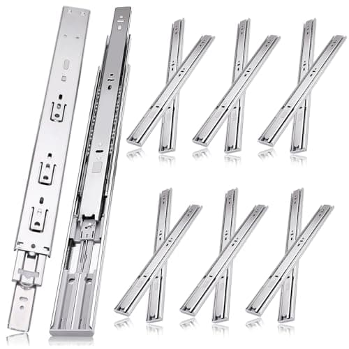 10 inch Drawer Slides 6 Pairs (12pcs) Soft Self Close 3 fold Full Extension Ball Bearing Cabinet Drawer Glides Side Mount for Dresser, Cabinet, Kitchen 100 LB Capacity 10" Silver — image 1